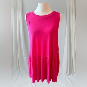 Medium zenana premium hot pink ruffle tiered tank top tunic shirt preppy y2k